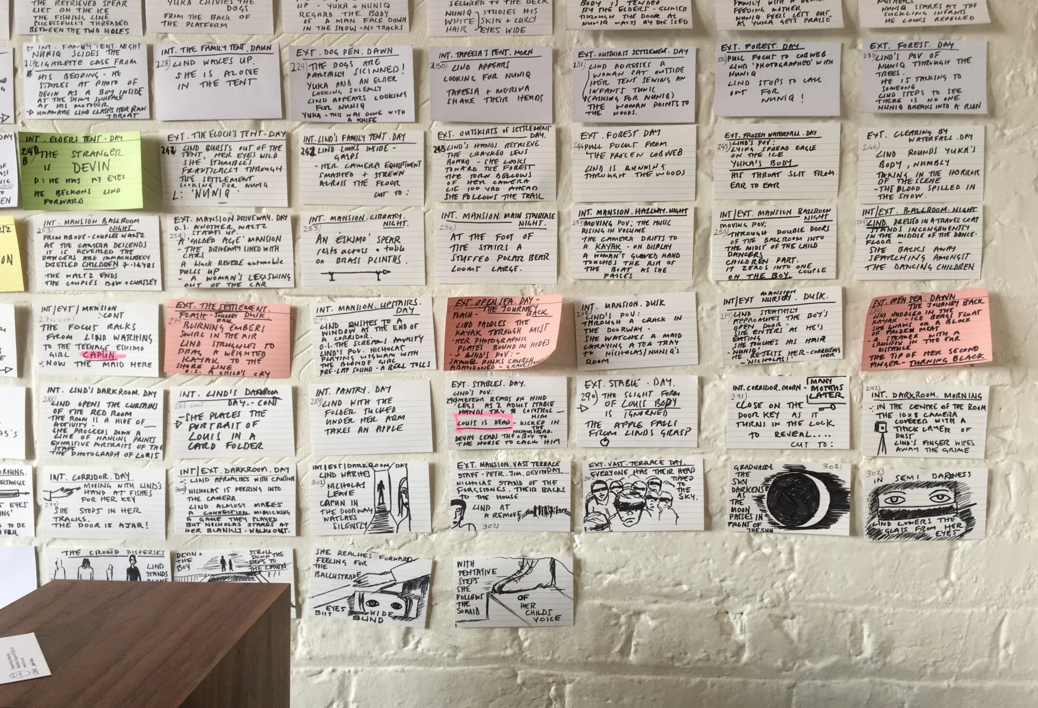 Lynne Ramsay's working storyboards for Polaris (Photographed in April 2022, Film Secession)